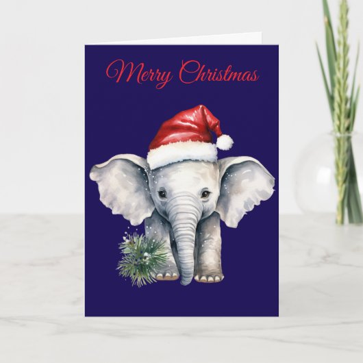 Cartes Pour Fêtes Annuelles Cute Christmas Elephant (Devant)