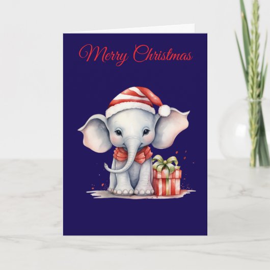 Cartes Pour Fêtes Annuelles Cute Christmas Elephant (Devant)