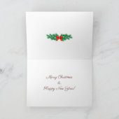 Cartes Pour Fêtes Annuelles Cute Christmas Elf & Oiseau sur fond Bleu Clair & (Intérieur)