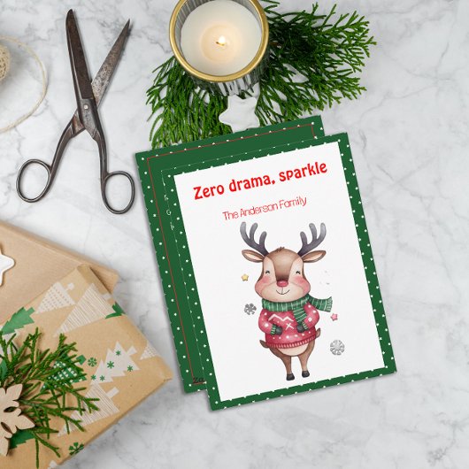 Cartes Pour Fêtes Annuelles Cute christmas reindeer funny wish green Postcard