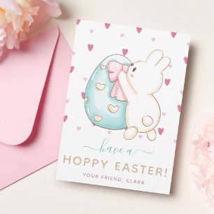 Cartes Pour Fêtes Annuelles Cute Coeur Aquarelle OEuf de Pâques Bunny Enfants