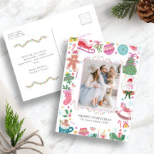 Cute Colorful Christmas Postcard
