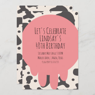 Cartes Pour Fêtes Annuelles Cute Cow Imprimer Adult Party 40e Anniversaire