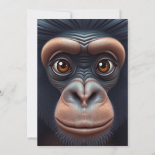 Cartes Pour Fêtes Annuelles Cute Crazy Funny Chimpanzé Anime Portrait