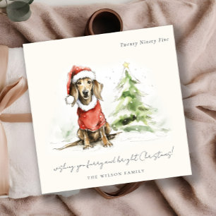 Cartes Pour Fêtes Annuelles Cute Dachshund Chien Furie et Noël brillant