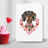 Cute Dachshund Love Heart Watercolor Texte personn