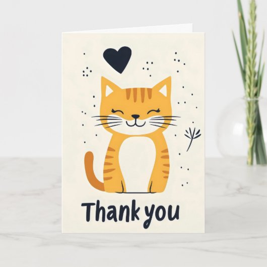 Cartes Pour Fêtes Annuelles Cute de chat orange Merci (Devant)