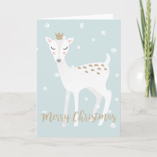 Cartes Pour Fêtes Annuelles Cute Deer - Noël bleu (Devant)