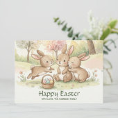 Cartes Pour Fêtes Annuelles Cute Easter Bunny Egg Hunt & Picnic (Debout devant)