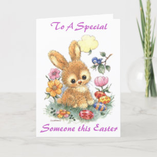 Cartes Pour Fêtes Annuelles Cute Easter Bunny with Flowers and Eggs
