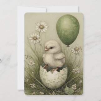 Cartes Pour Fêtes Annuelles Cute Easter Chick with Easter Egg Spring Daisies