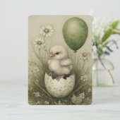 Cartes Pour Fêtes Annuelles Cute Easter Chick with Easter Egg Spring Daisies (Debout devant)
