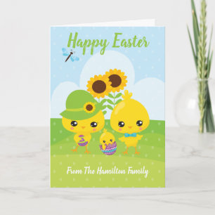 Cartes Pour Fêtes Annuelles Cute Easter Chicks - Thème Familial Personnalisé