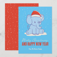 Cute Elephant Père Noël Vacances d'hiver Joyeux No
