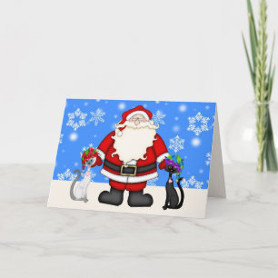 Cartes Pour Fêtes Annuelles Cute Elf Cats et Père Noël Christmas