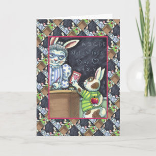 CARTES POUR FÊTES ANNUELLES CUTE ENSEIGNANT'S PET, APPLE & VALENTINE BUNNY RAB