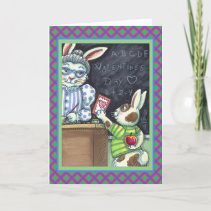 CARTES POUR FÊTES ANNUELLES CUTE ENSEIGNANT'S PET, APPLE & VALENTINE BUNNY RAB