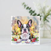 Cartes Pour Fêtes Annuelles Cute Festive Boston Terrier Personalized Christmas (Debout devant)