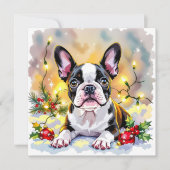 Cartes Pour Fêtes Annuelles Cute Festive Boston Terrier Personalized Christmas (Devant)
