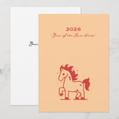 Cartes Pour Fêtes Annuelles Cute Fire Horse (Devant / Derrière)