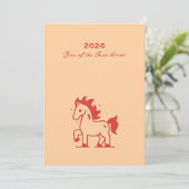 Cartes Pour Fêtes Annuelles Cute Fire Horse (Debout devant)