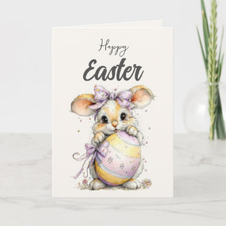 Cartes Pour Fêtes Annuelles Cute Fluffy Bunny in Spring Pastels Easter Card