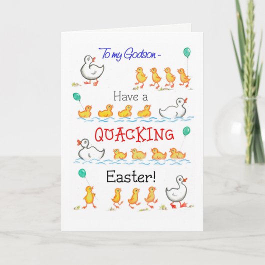 Cartes Pour Fêtes Annuelles Cute Fun Ducklings Quacking Pâques, pour Godson (Devant)