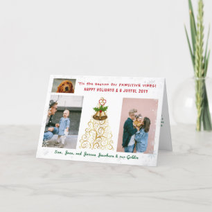 Cartes Pour Fêtes Annuelles Cute Funny Chien Chat Pawsitive 3 Photos Élégant