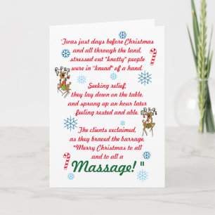 Cartes Pour Fêtes Annuelles Cute Funny Massage Therapy Christmas Holiday