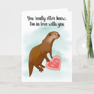 Cartes Pour Fêtes Annuelles Cute Funny Otter Pun Valentines Romantique