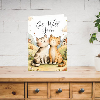 Cartes Pour Fêtes Annuelles Cute Get Well Soon Cat