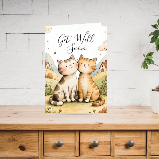 Cartes Pour Fêtes Annuelles Cute Get Well Soon Cat
