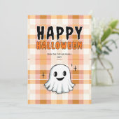 Cartes Pour Fêtes Annuelles Cute Ghost Éffrayant Orange et Black Happy Hallowe (Debout devant)