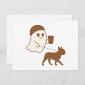 Cartes Pour Fêtes Annuelles Cute Ghost Walking Frenchie (Devant / Derrière)