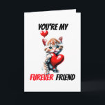 Cartes Pour Fêtes Annuelles Cute ginger kitten mon ami furever bff filles pun<br><div class="desc">Un adorable chaton rayé au gingembre et blanc aux grands yeux se tient debout sur ses pattes arrières tenant un ballon rouge brillant en 3D et a le jeu de chat "vous êtes mon ami furever" autour d'elle en noir et rouge qui se propage contre un arrière - plan blanc....</div>