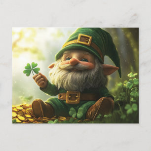 Cartes Pour Fêtes Annuelles Cute gnome leprechaun avec shamrocks et clous de g