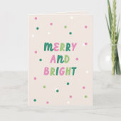 Cartes Pour Fêtes Annuelles Cute Green Pink Merry & Bright Confetti Christmas (Devant)