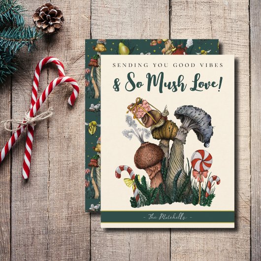 Cartes Pour Fêtes Annuelles Cute Green Snail Champignons Good Vibes Noël