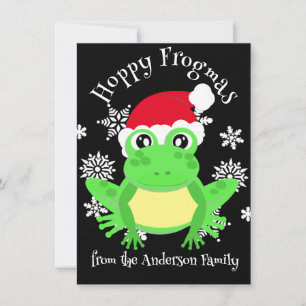 Cartes Pour Fêtes Annuelles Cute Grenouille verte Noël Santa Chapeau Carton no