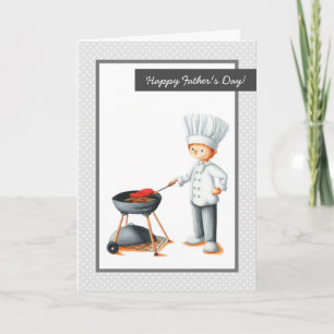 Cartes Pour Fêtes Annuelles Cute Grey Papa Cuisine Barbecue Fête des pères