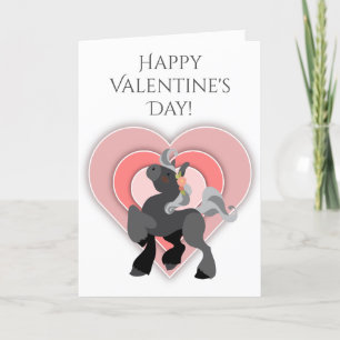 Cartes Pour Fêtes Annuelles Cute Grey Pony et Coeurs Cheval Saint Valentin