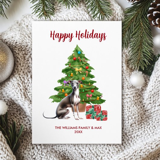 Cartes Pour Fêtes Annuelles Cute Greyhound Chig famille Noël