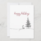 Cartes Pour Fêtes Annuelles Cute Hare and Tree Line Art Festive Christmas (Devant)