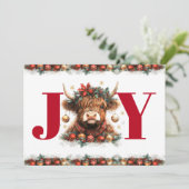 Cartes Pour Fêtes Annuelles Cute Highland Cow Joy Christmas (Debout devant)