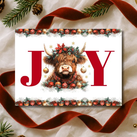 Cartes Pour Fêtes Annuelles Cute Highland Cow Joy Christmas