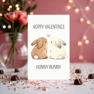 Cartes Pour Fêtes Annuelles Cute Hoppy Valentines Hunny Bunny Love