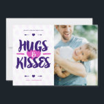 Cartes Pour Fêtes Annuelles Cute Hugs & Kisses Rustique Photo Saint Valentin<br><div class="desc">Cute Hugs & Kisses Rustique Photo Carte Saint Valentin | Envoyez les salutations de la Saint Valentin à votre famille et à vos amis avec ce carte photo de la Saint Valentin personnalisable. Il présente des lettres rustiques en rose et violet. Personnalisable en ajoutant vos propres textes et photos.</div>