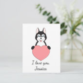 Cartes Pour Fêtes Annuelles Cute husky love Valentine (Debout devant)
