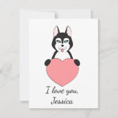 Cartes Pour Fêtes Annuelles Cute husky love Valentine (Devant)