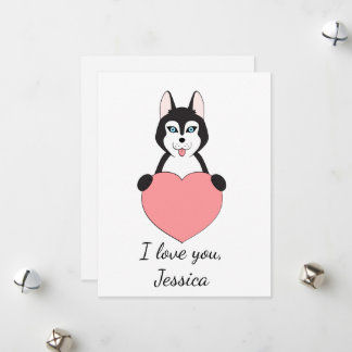 Cartes Pour Fêtes Annuelles Cute husky love Valentine